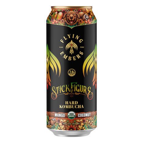 Flying Embers Hard Kombucha, Mango Coconut - 16 Fluid Ounces