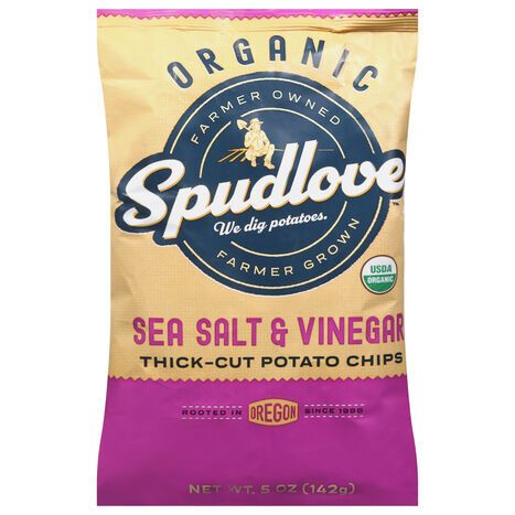 SpudLove Potato Chips, Organic, Sea Salt & Vinegar, Thick-Cut - 5 Ounces