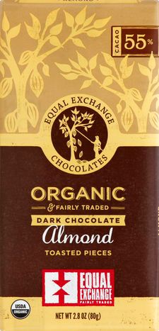 Equal Exchange Dark Chocolate, Organic, Almond, Toasted Pieces - 2.8 Ounces