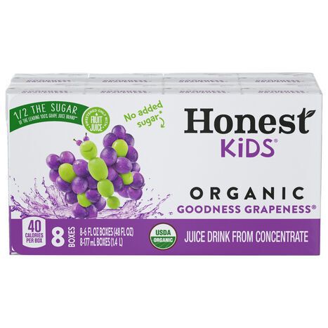 Honest Kids Organic Goodness Grapeness Juice Drink from Concentrate - 8 x 6 Fluid Ounces
