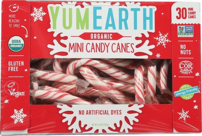 YumEarth Organic Christmas Mini Candy Canes - 30 Canes