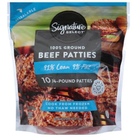 Signature Farms 100% Ground Beef Patties 91% Lean 9% Fat