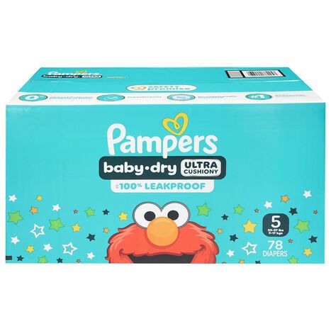 Pampers Sesame Street Ultra Cushiony Size 5 Diapers (20-37 lbs (9-17 kgs)) Super Pack - 78 Diapers