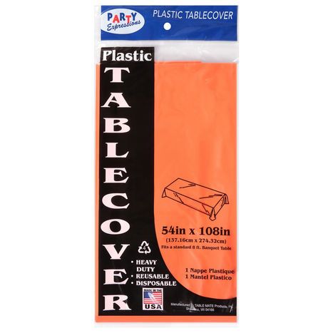 Party Expressions Tablecover, Plastic, Orange - 1 Tablecover