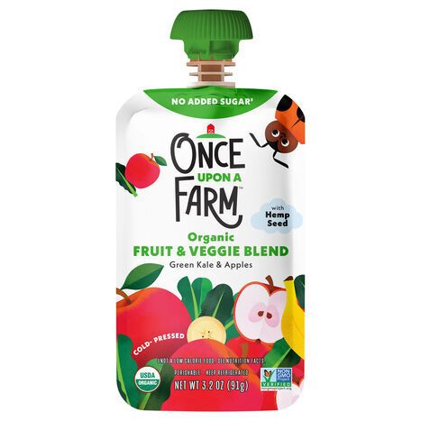 Once Upon a Farm Organic Green Kale & Apples Fruit & Veggie Blend with Hemp Seed - 3.2 Ounces