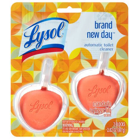 Lysol Automatic Toilet Cleaner, Mandarin & Ginger Lily Scent - 2 Blocks