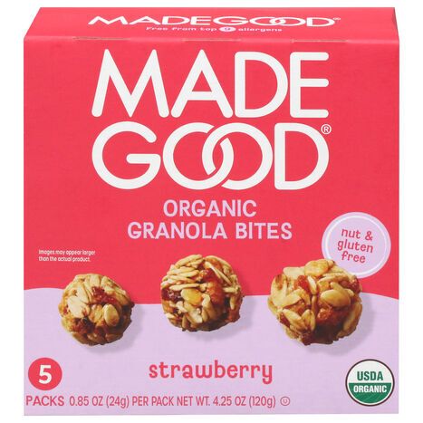 MadeGood Organic Strawberry Granola Bites - 5 x 0.85 Ounces