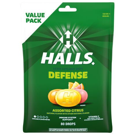 Halls Drops Assorted Citrus Immune System Defense Value Pack - 80 Drops
