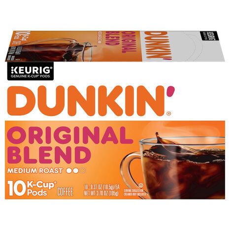 Dunkin' K-Cup Pods Medium Roast Original Blend Coffee - 10 x 0.37 Ounces