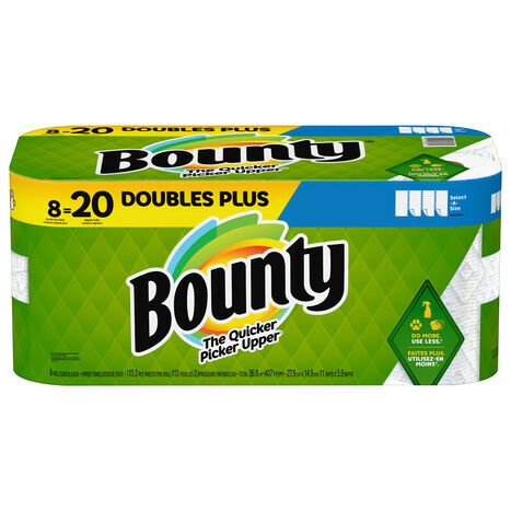 Bounty White 2-Ply Doubles Plus Rolls Paper Towels - 8 Rolls