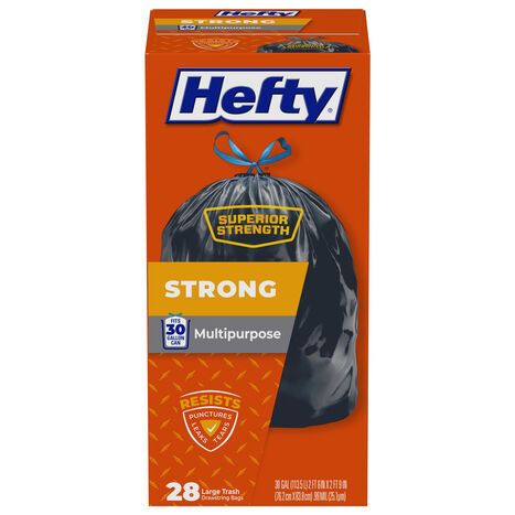 Hefty 30 Gallon Multipurpose Large Trash Drawstring Bags - 28 Bags