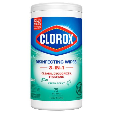 Clorox 3-in-1 Fresh Scent Disinfecting Wipes - 75 Wipes