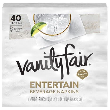 Vanity Fair 2-Ply Entertain Beverage Napkins - 40 Napkins