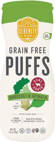 Serenity Kids Puffs, Grain Free, Broccoli & Spinach - 1.5 Ounces