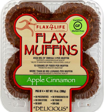 Flax4Life Muffins, Flax, Apple Cinnamon - 4 Muffins