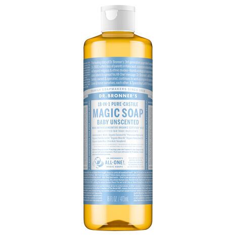 Dr. Bronner's 18-in-1 Pure-Castile Baby Unscented Magic Soap - 16 Fluid Ounces