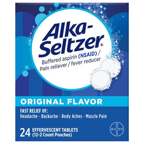 Alka-Seltzer Pain Reliever/Fever Reducer, Effervescent Tablets, Original Flavor - 12 x 2 Tablet Pouches