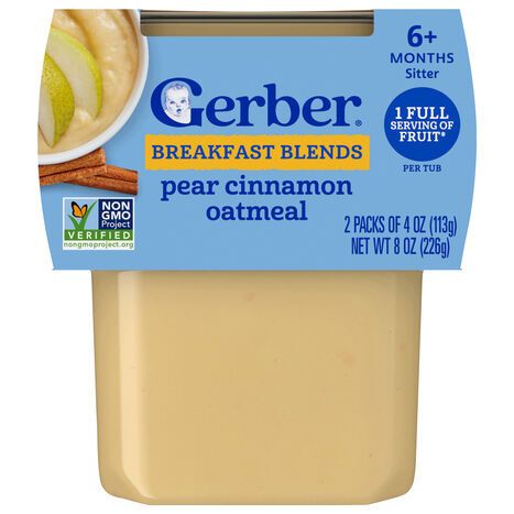 Gerber Sitter (6+ Months) Breakfast Blends Pear Cinnamon Oatmeal - 2 x 8 Ounces