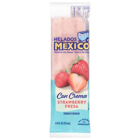 Helados Mexico Ice Cream Bar, Premium, Strawberry - 3.75 Fluid Ounces