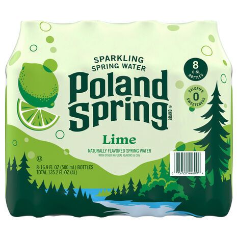 Poland Spring Sparkling Lime Spring Water - 8 x 16.9 Fluid Ounces