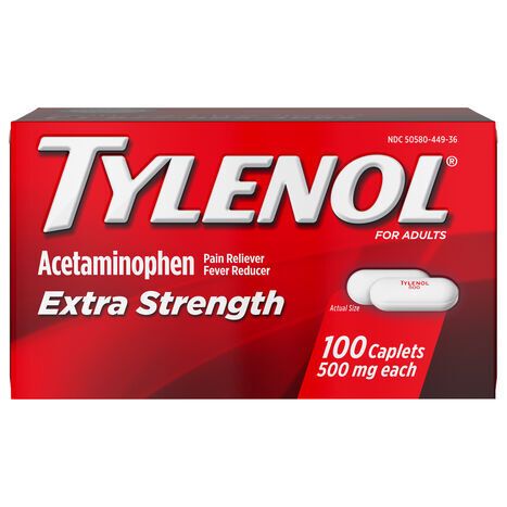 Tylenol Caplets Extra Strength 500 mg Acetaminophen - 100 Caplets