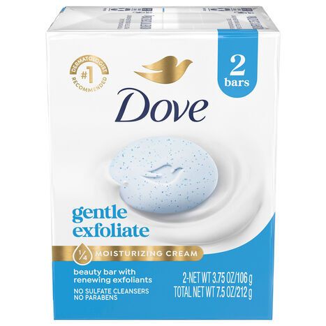 Dove Gentle Exfoliate Beauty Bar With Renewing Exfoliants - 2 x 3.75 Ounces
