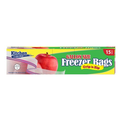 Blue Sky Kitchen Collection 11 x 16 Inches Zip and Lock Gallon Freezer Bags - 15 Count