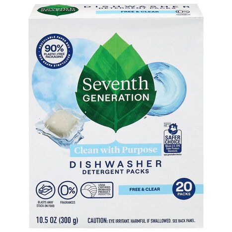 Seventh Generation Free & Clear Dishwasher Detergent Packs - 20 Pack