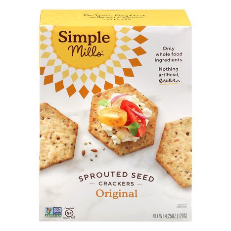 Simple Mills Crackers, Sprouted Seed, Original - 4.25 Ounces