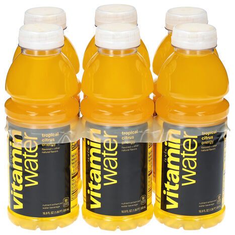 Vitaminwater Energy Tropical Citrus Water Beverage - 6 x 16.9 Fluid Ounces