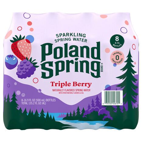 Poland Spring Sparkling Triple Berry Spring Water - 8 x 16.9 Fluid Ounces