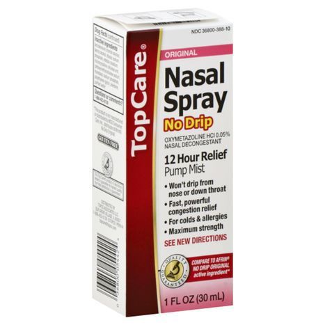 TopCare Nasal Spray, No Drip, Original, 12 Hour Relief, Pump Mist - 1 Ounce