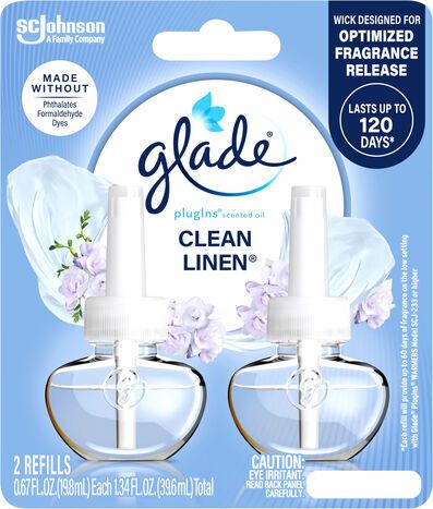 Glade Clean Linen Scented Oil Refills - 2 x 0.67 Fluid Ounces
