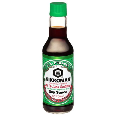 Kikkoman Soy Sauce, Naturally Brewed, Less Sodium - 10 Ounces