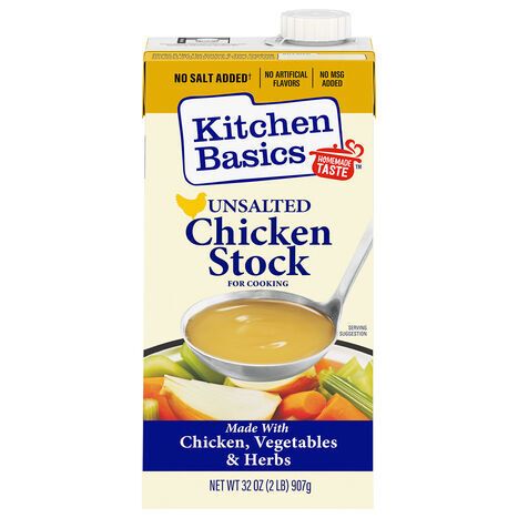 Kitchen Basics Unsalted Chicken Stock for Cooking - 32 Ounces