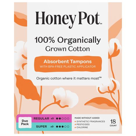 Honey Pot Absorbent Regular/Super Tampons Duo Pack - 18 Count
