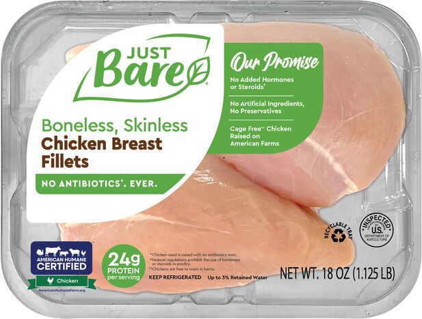 Just Bare Boneless, Skinless Chicken Breast Fillets - 18 Ounces