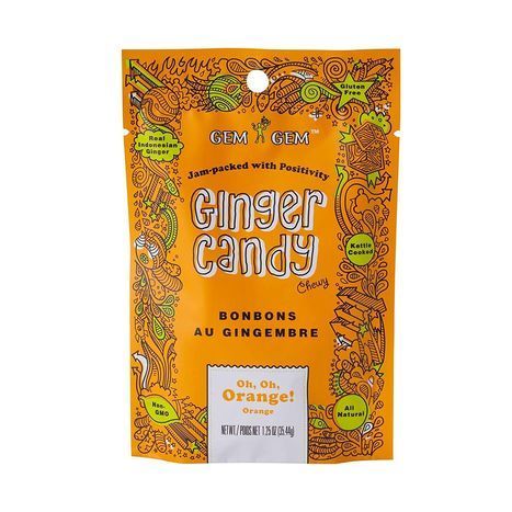 Gem Gem Ginger Orange Candy Chewy - 1.25 Ounces