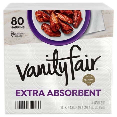 Vanity Fair 2-Ply Extra Absorbent Napkins - 80 Napkins