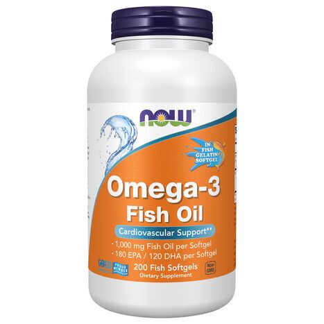 NOW Fish Softgels 1,000 mg Omega-3 Fish Oil - 200 Softgels