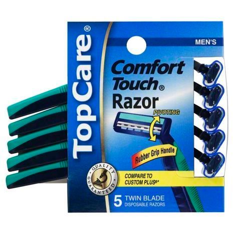 TopCare Razors, Disposable, Comfort Touch, Twin Blade, Men's - 5 Count