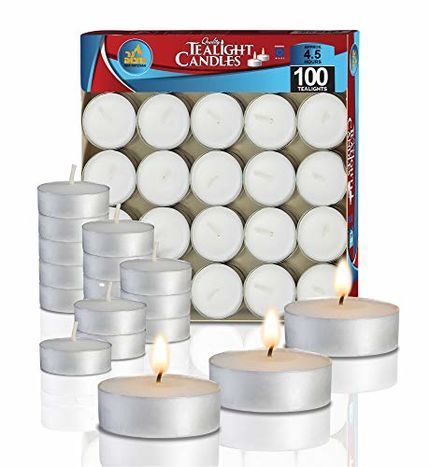 Ner Mitzvah 4.5 Hours European White Tea Light Candles - 100 Pack