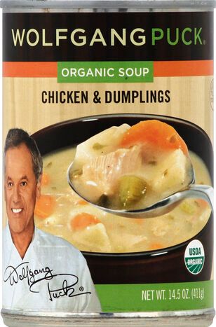 Wolfgang Puck Soup, Organic, Chicken & Dumplings - 14.5 Ounces