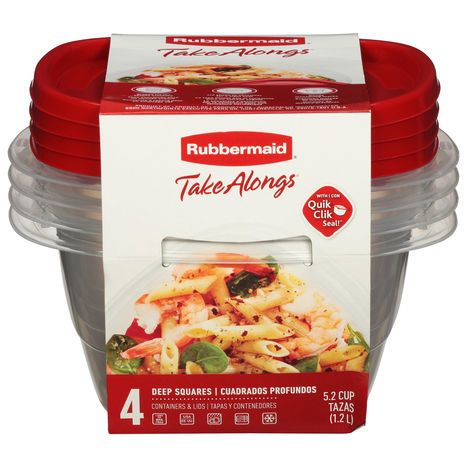 Rubbermaid Containers & Lids, Deep Squares - 4 Containers