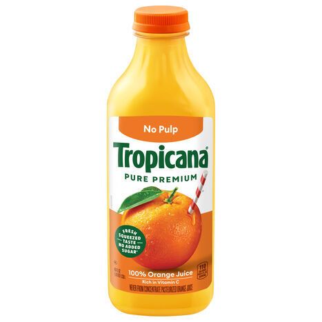 Tropicana No Pulp Pure Premium Orange 100% Juice - 46 Fluid Ounces