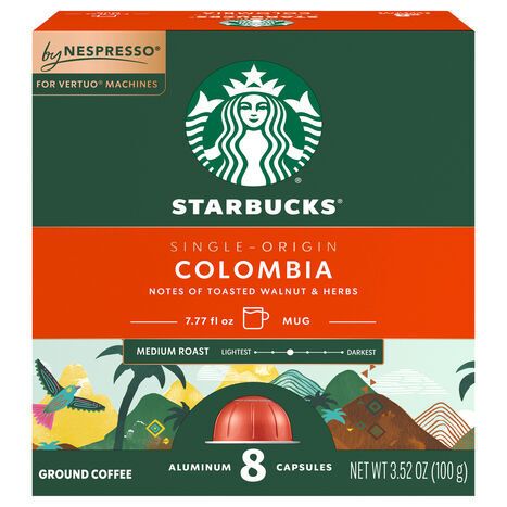 Starbucks Coffee, Ground, Medium Roast, Colombia, Aluminum Capsules - 8 Capsules