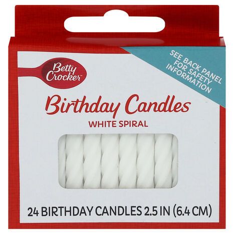 Betty Crocker White Spiral Birthday Candles - 24 Birthday Candles