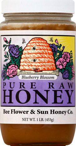 Bee Flower & Sun Honey Honey, Pure Raw, Blueberry Blossom - 1 Pound