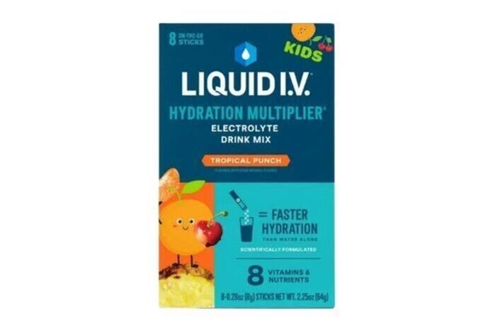 Liquid I.V. Hydration Multiplier (Kids) - Tropical Punch - On the Go Electrolyte Drink Mix (8 Sticks - 2.25oz)