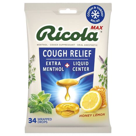 Ricola Drops Max Honey Lemon Cough Relief - 34 Drops